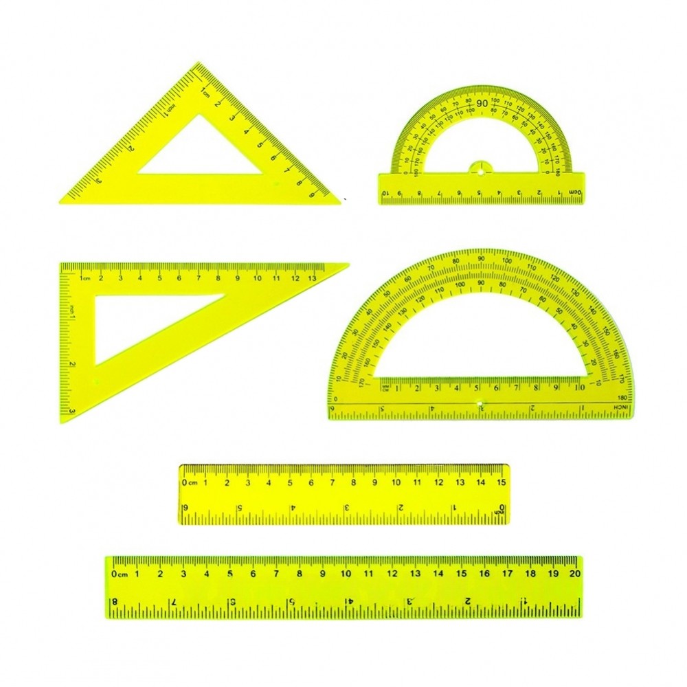 【NEW】6PCS Transparent Math Set Plastic Rulers Set Protractors Triangle ...