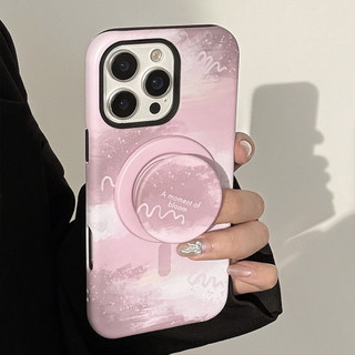 Phim Hoạt Hình Dễ Thương Màu Hồng Từ Giá Đỡ PC Ốp Lưng Điện Thoại IPhone 16 15 15pro Max 13 Mini 14 14pro 14max 12 11 Pro Max IX XR SE2 Plus Bìa Cứng P5