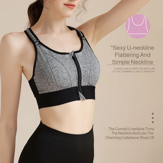 Brelira Áo ngực thể thao nữ có thể điều chỉnh dây kéo phía trước Tank Top Bra NonSteel Ring Yoga AntiShock Bra