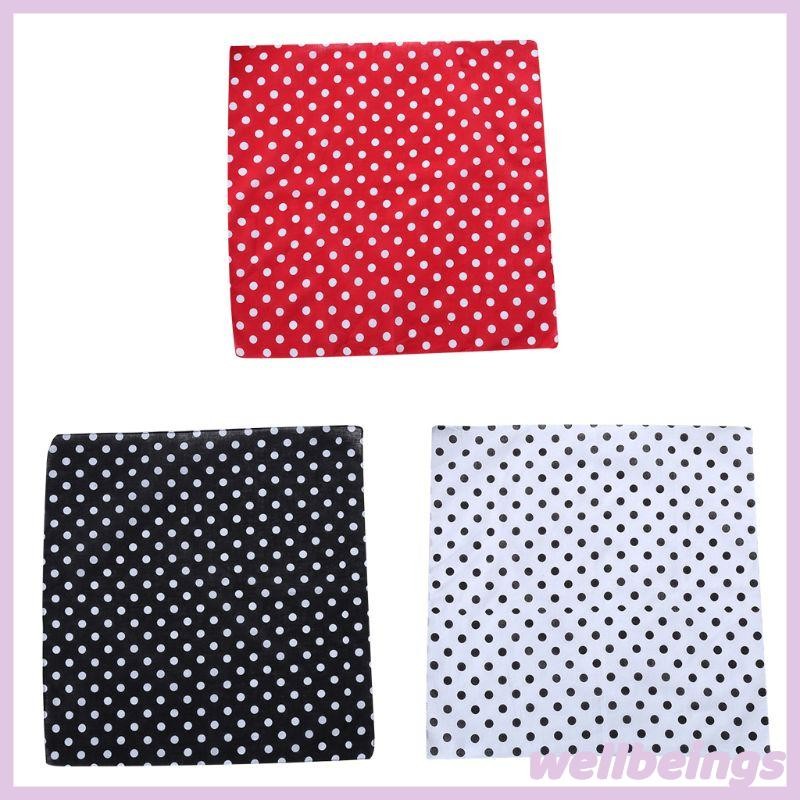 Khăn cotton thể thao 55x55cm retro chấm bi lớn, unisex, dành cho đầu
