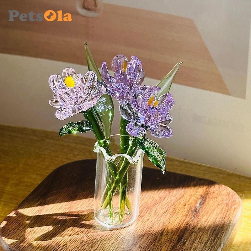 Bó hoa thủy tinh có bình hoa, Các bức tượng sưu tập, Quà tặng bó hoa đáng yêu, Hoa nhân tạo cho nữ Kỷ niệm Ngày của Mẹ