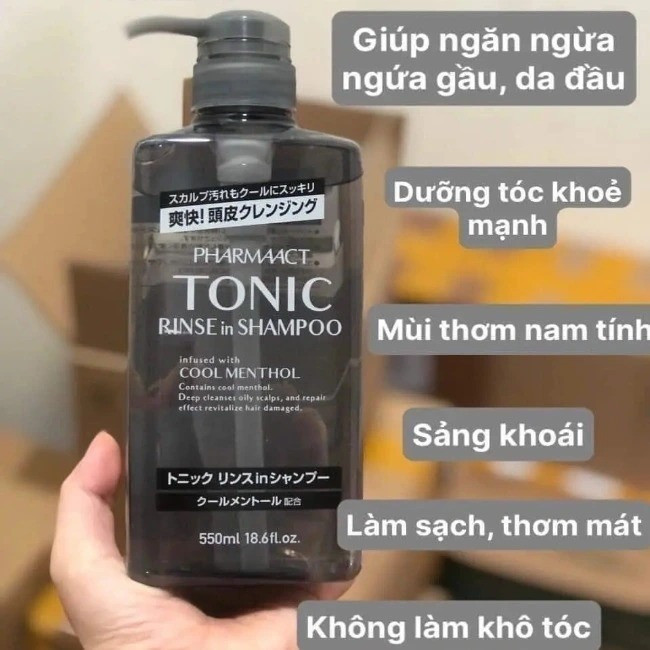 Dầu gội đầu cho nam Pharmaact Tonic Rinse In Shampoo 550ml, dầu gội, sữa tắm cho nam