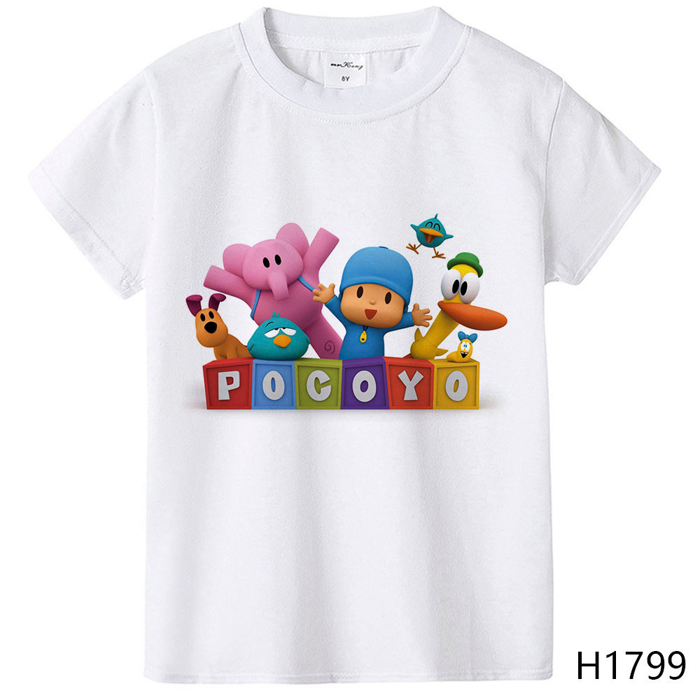 Mùa Hè Trẻ Em 2D Hoạt Hình Pocoyo In Áo Thun Ngộ nghĩnh Tay Ngắn Cho Bé Trai Bé Gái Dễ Thương Thời Trang Trẻ Em