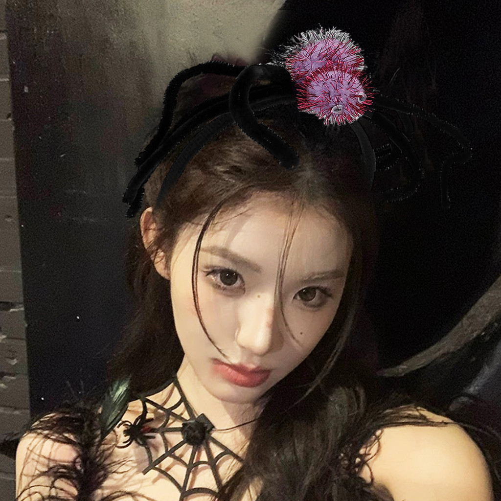 Băng đô Halloween phụ kiện nhện màu tím đen dễ dàng thay đổi kiểu tóc, hoàn hảo cho cosplay hoặc trang điểm.