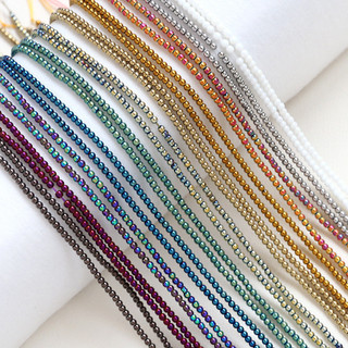 2mm Nhiều Màu Sắc Giao Hưởng Đục Lỗ Pha Lê Thủy Tinh Gạo Hạt Hạt DIY Handmade Trang Sức Vòng Cổ Phụ Kiện Chất Liệu