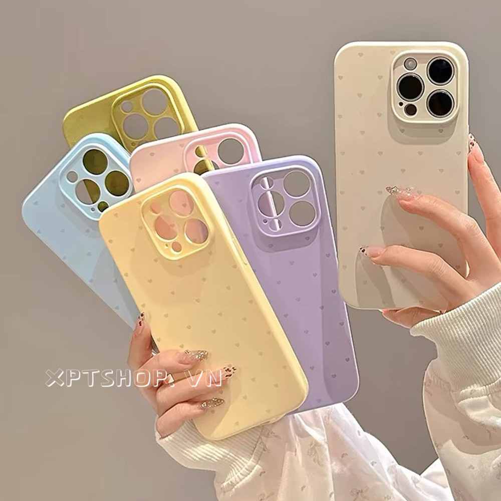 Ốp điện thoại silicon lỏng hình trái tim tình yêu toàn màn hình cho iPhone 17 Pro Max 16 15 14 13 12 Bảo hiểm toàn diện Vỏ mềm bảo vệ chống sốc