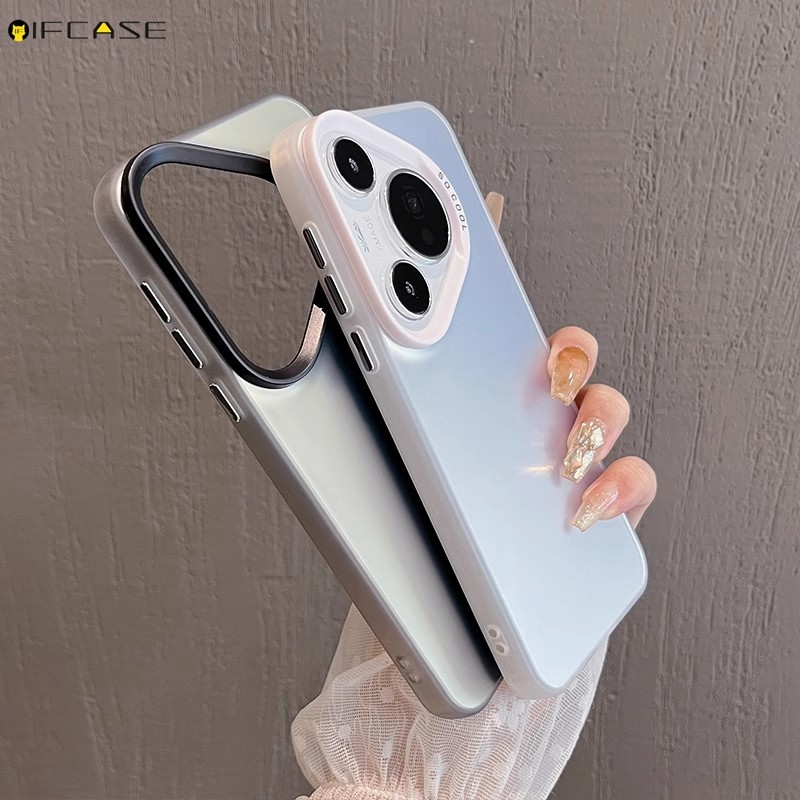 Dành Cho Huawei Pura 70 P60 Art P50 P40 P30 Pro Plus Ultra Ốp Lưng Điện Thoại Laser Sáng Bóng Kinh Doanh Mờ Mờ Sang Trọng Bé Trai Bé Gái Đen Trắng Bạc Đơn Giản Vỏ Ốp Lưng