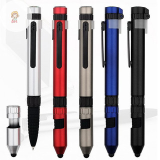 Twe al Pen Light Pen Du lịch ngoài trời 6 trong 1 Công cụ đa chức năng Tua vít La bàn Giá đỡ cảm ứng Bút đèn VN
