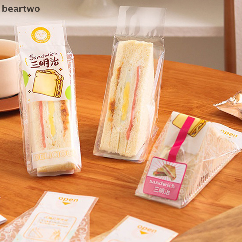 < Beartwo > 100 Chiếc Sandwich Nhựa Bao Bì Túi Tam Giác Trong Suốt Cho Bánh Mì Mông Túi Trang Trí Tiệc Sinh Nhật Điều Trị Đẹp