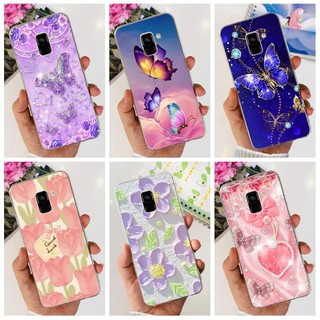 Dành Cho Samsung Galaxy A8 2018 SM-A530F Ốp Lưng Hoa Mềm Trong Suốt Silicon Cho Samsung A8 Plus 2018 SM-A730F A8 + Vỏ