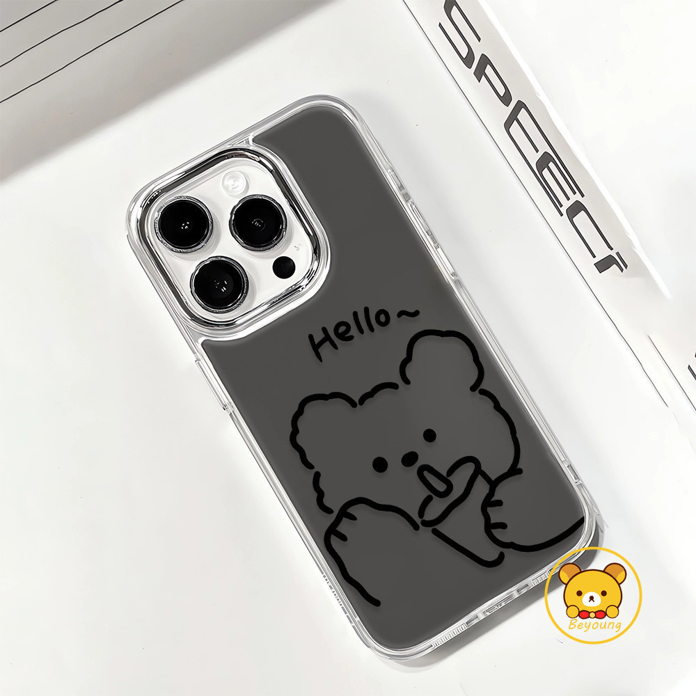 Ốp Gương Gấu Dễ Thương Cho Google Pixel 10 9 8 7 6 Pro 5 XL 4 9A 8A 7A 6A 5A 4A 3A 5G 4G Vỏ Mềm Trà Sữa Vỏ Điện Thoại Chống Sốc Mạ Điện
