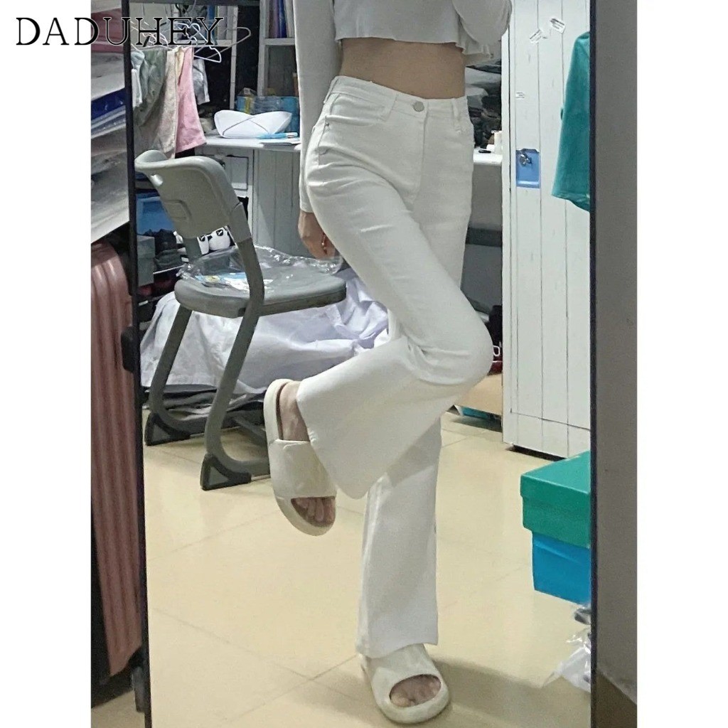Ảnh DaDuHey New American Style Ins High Street Stretch Micro-flare Jeans Niche High Waist Wide Leg Pants Trousers 2