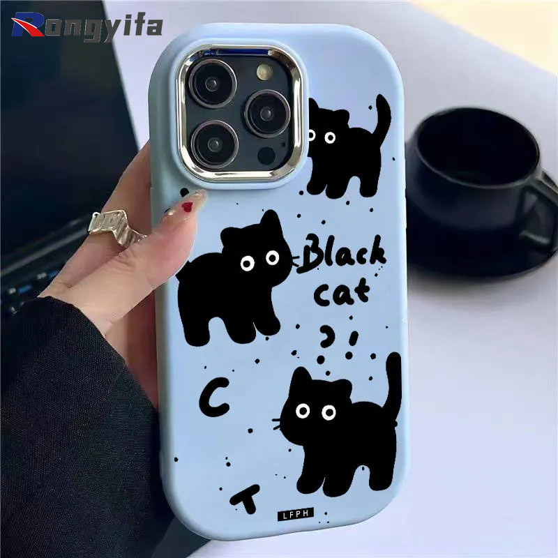 Ốp Điện Thoại Mèo Đen Cho Vivo Y20 Y20i Y20S Y20T Y20A Y12S Y12A Y11S Y17 Y15 Y13 Y12 Y11 2019 IQOO Z8 Z8X Z9 Turbo Z9X Z7 Z7X Hoạt Hình Dấu Câu Hỏi Mèo Mềm Chống Sốc Vỏ Điện Thoại