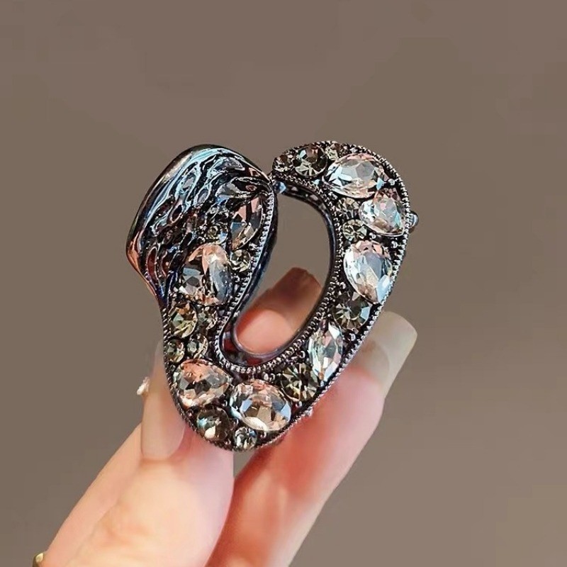Mauropoli [Sẵn Sàng] Đầu Sau Phong Cách Mới Kẹp Tóc Đen Kẹp Trung Bình Nửa Tie Mũ Đội Đầu Tóc Kẹp Tóc Kẹp Tóc Hình Học Cá Mập Kẹp
