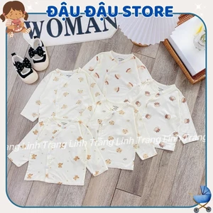 Combo 5 Áo dài tay sơ sinh vạt chéo thun lạnh phối màu LT in hoạ tiết cho bé 0 - 9 tháng Đậu Đậu Store AL006