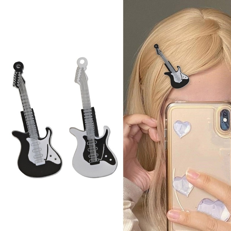YOI Thanh Lịch Kẹp Tóc Guitar Kẹp Tóc Đàn Guitar Sáng Tạo Nhạc Cụ 2000s
