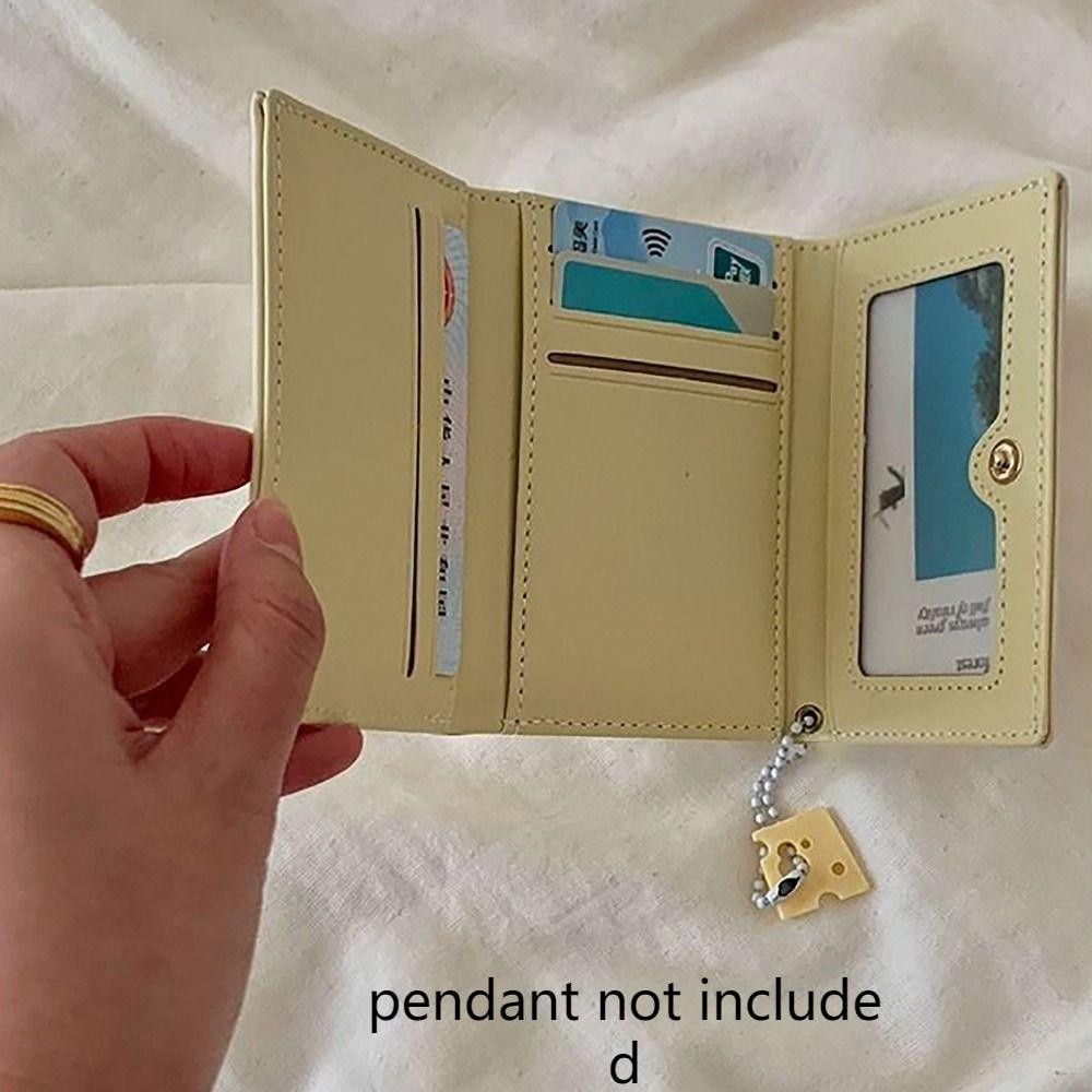 Ví đựng tiền xu ORDOBOX, Thẻ tín dụng mặt dây chuyền phô mai INS Holoder, Ví đựng thẻ da PU 3 lần đơn giản dành cho bé gái Quà tặng học sinh