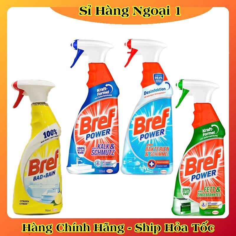 Bình Xịt Tẩy Rửa Đa Năng Bref Power 750ml - Tẩy Bếp, Tẩy dầu mỡ, Inox, Diệt khuẩn 99.9% -Hàng Nội Địa Đức