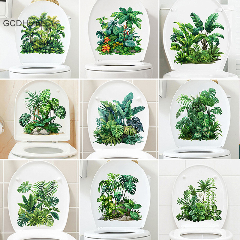 Gcdhome Cây Xanh Lá Vệ Sinh Miếng Dán WC Tự Dính Bức Tranh Tường Dán Phòng Tắm Dán Tường Trang Trí Nhà Đề Can HOT