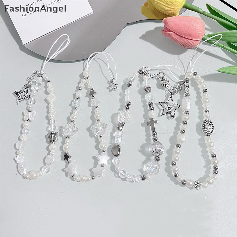 FashionAngel Dây chuyền đính hạt mặt bạc thời trang nữ, dây đeo điện thoại, trang sức TH