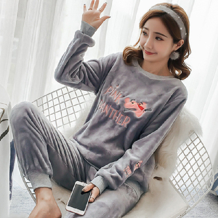 Bộ Đồ Ngủ Thu Đông Nữ Dày Học Sinh 2022 Mới Mèo Con Mặc Flannel Dễ Thương Ở Nhà Phù Hợp Với