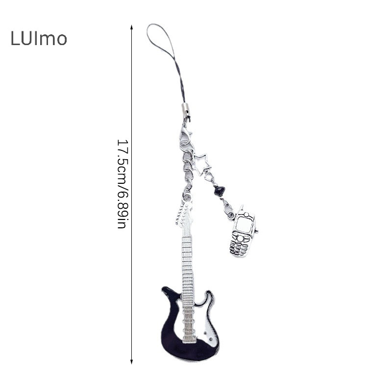 Luimo Guitar Ngôi Sao Móc Khóa Dành Cho Nam Nữ Ngọt Ngào Mát Hợp Thời Trang Mặt Dây Chuyền Quyến Rũ Dây Chuyền Điện Thoại Rock Punk Vintage Phụ Kiện SBS Quà Tặng