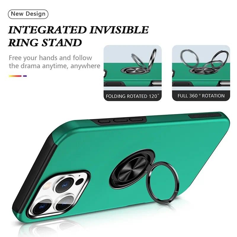 16 Plus Giá Đỡ Nhẫn Nhựa Vỏ Cứng Ốp Lưng Điện Thoại IPhone 16 15 14 13 12 11 Pro Max XS X XR 7 8 Vỏ Chống Sốc