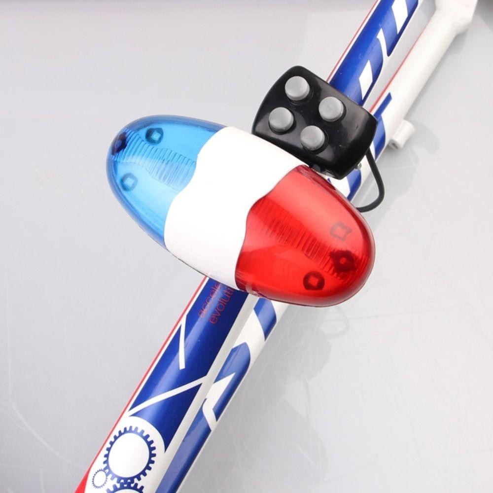 Chuông còi xe đạp điện tử 4 tông màu, 6 đèn LED xe cảnh sát, nhựa, còi xe đạp trẻ em ngoài trời