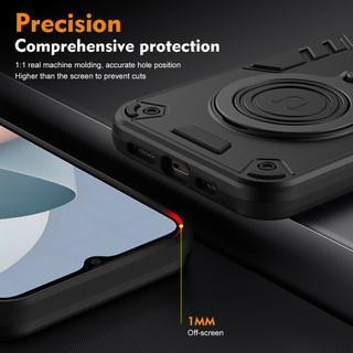 Dành Cho ZTE Blade A54 / A34 Ốp điện thoại Kim Loại Giá Đỡ Nhẫn Đế Mềm TPU Edge Cứng PC Mặt Sau Chống Sốc Mỏng Bao