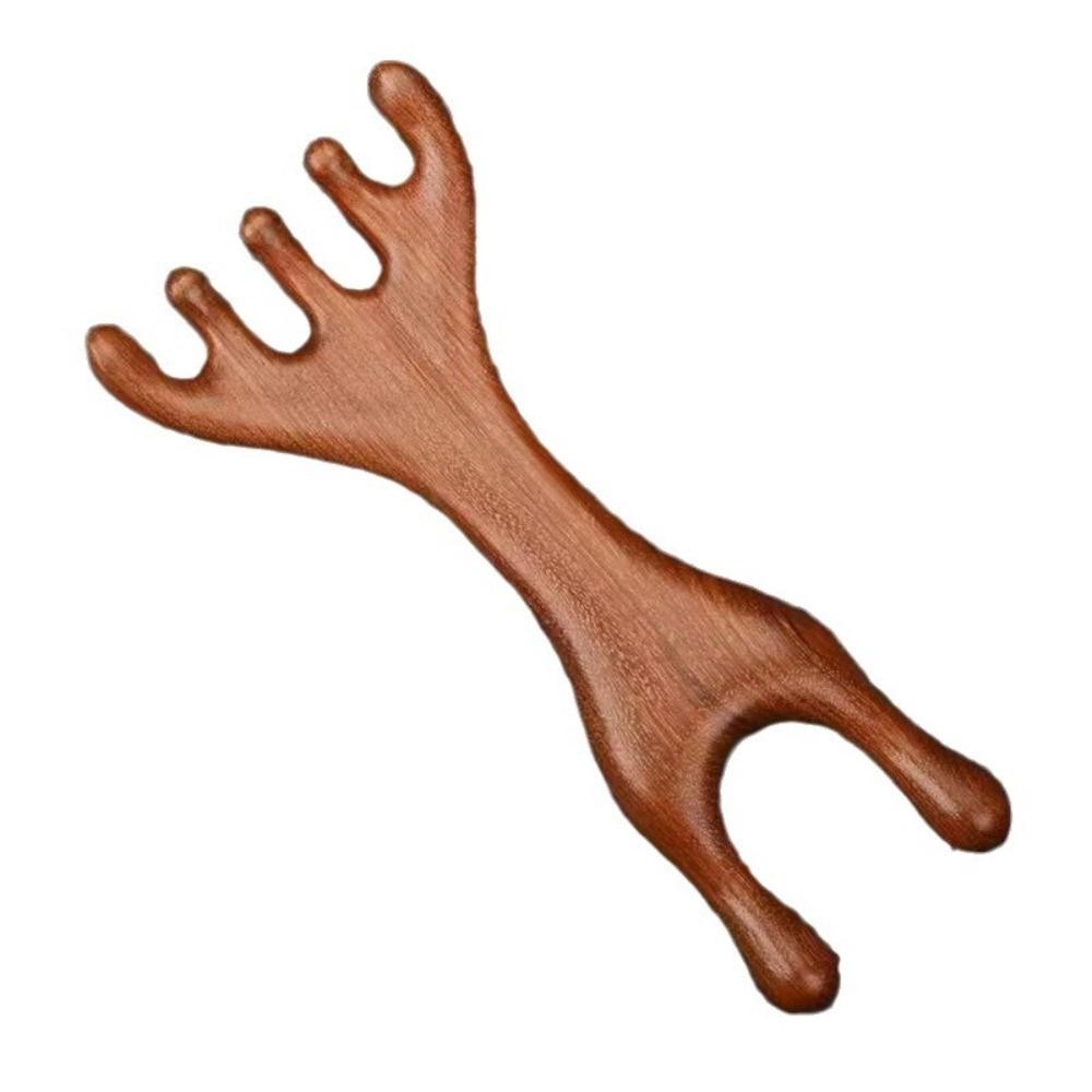 YOKEY 1 Cái / 2 Cái Lược Massage Kinh Tuyến Toàn Thân, Lược Massage Trị Liệu Gỗ Đàn Hương Hai Đầu, Gạc Hươu Giúp Lưu Thông Máu Răng Rộng Chăm Sóc Sức Khỏe