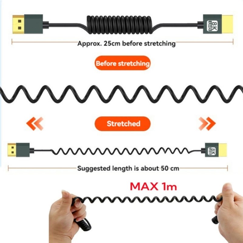 LIDU1 8K Ngắn HDMI Tương Thích Với HDMI Cáp Cuộn Dây 48Gbps Tốc Độ Nhanh Nam Đến Nam 8K HDMI Tương Thích 2 1 Suppor