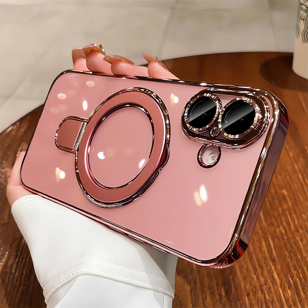 Giá đỡ kim loại từ tính Mạ ốp lưng điện thoại iphone16 Pro Max 15 14 13 12 11 vỏ cho iPhone XR / XS vỏ mềm silicon TPU chống sốc
