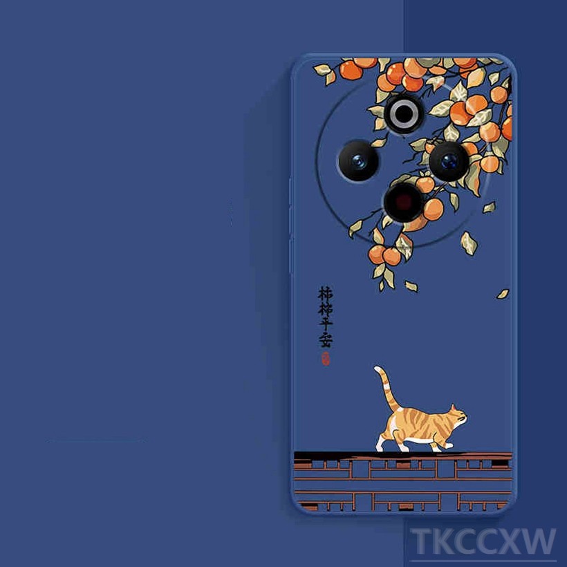 Ốp điện thoại hình mèo màu cam dễ thương vui nhộn Vỏ mềm hình khối Rubik Thích hợp cho Samsung A31 A51 A71 A50 A50S A30S A33 A53 A73 A55 A35 M14 Vỏ bảo vệ chống sốc
