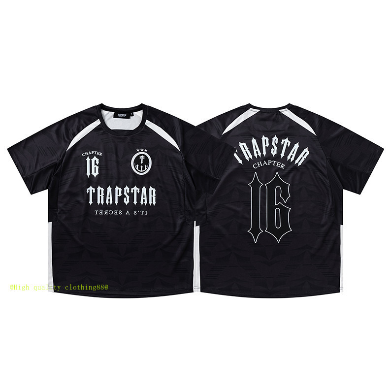 * * * * Chất lượng cao * * * Phong cách mới 608 #Trapstar Áo thun cổ tròn ngắn tay in hình Cotton nguyên chất