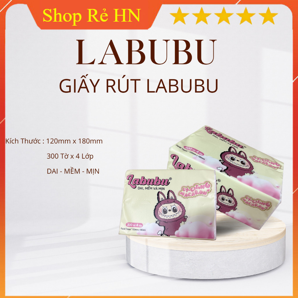 Thùng 30 gói giấy ăn rút LABUBU hàng chuẩn cao cấp, dai mịn đẹp