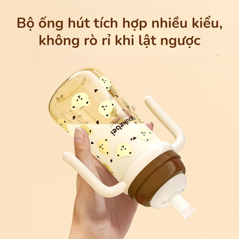 BìNh SữA Cho Bé 300ML Chống Rơi Hoa Văn Dễ Thương Chống Đầy Hơi Độ Nhạy Nhiệt Độ Và Đổi Màu