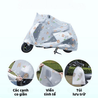 Bạt Phủ Xe Máy Che Mưa Họa Tiết Đẹp Mắt Bạt Trùm Xe Máy Loại Lớn Bao Trùm Cả Xe Kích Thước 2m2x1m2 Life Plus - PXM01