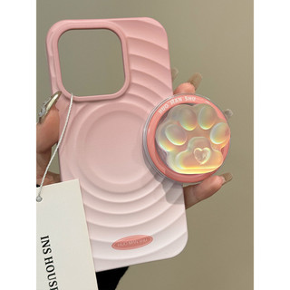 Sang Trọng Màu Xanh Hồng Mèo Móng Vuốt Từ Đứng Ốp lưng iPhone16 15 14 13 12 Pro Max Vỏ Chống Sốc Bảo Vệ Camera Chống Rơi Mặt Sau Cứng Mờ