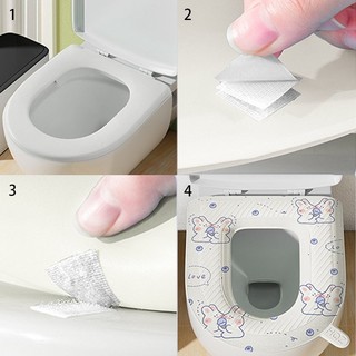 Đệm lót bệ ngồi toilet bốn mùa chống nước in họa tiết dễ thương mẫu ngẫu nhiên