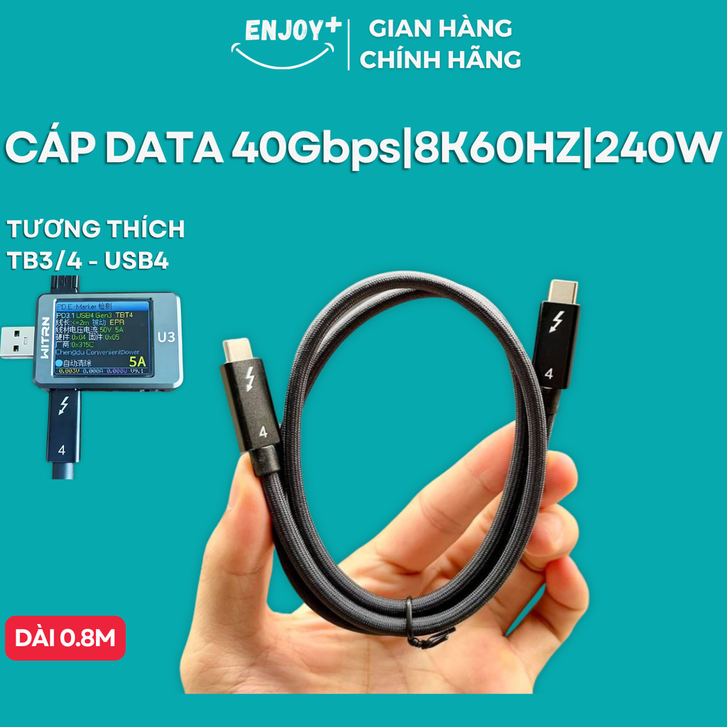 Cáp Sạc Nhanh Type C to C Chuẩn USB 4 Xuất Màn Hình Rời 8K60HZ - Data 40Gbps - ENJOY PLUS | BigBuy360 - bigbuy360.vn
