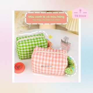 Túi đựng mỹ phẩm Melody sọc ca rô 2 kích thước makeup bag