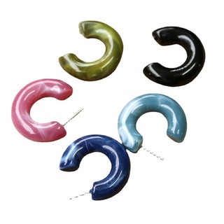 Bông tai bạc S925 hình chữ C, phong cách thanh lịch, phụ kiện acrylic DIY, kiểu Hồng Kông cổ điển