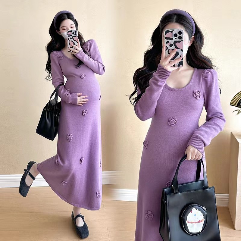 Trang phục bà bầu Thu đông Thời trang Influencer Tính khí Slim-fit