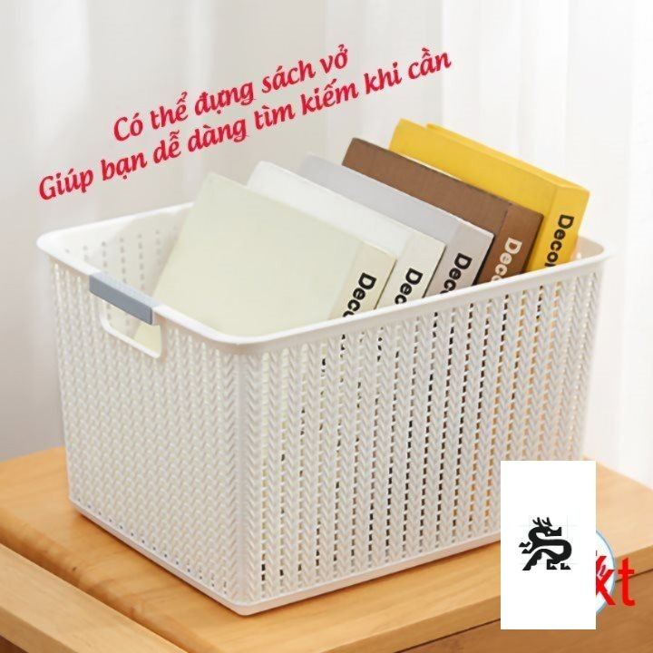 Combo 2 Rổ đan mây đựng đồ đa năng size Trung (3415-2) Việt Nhật -Giỏ đan đựng quần áo, dụng cụ nhà bếp br01262