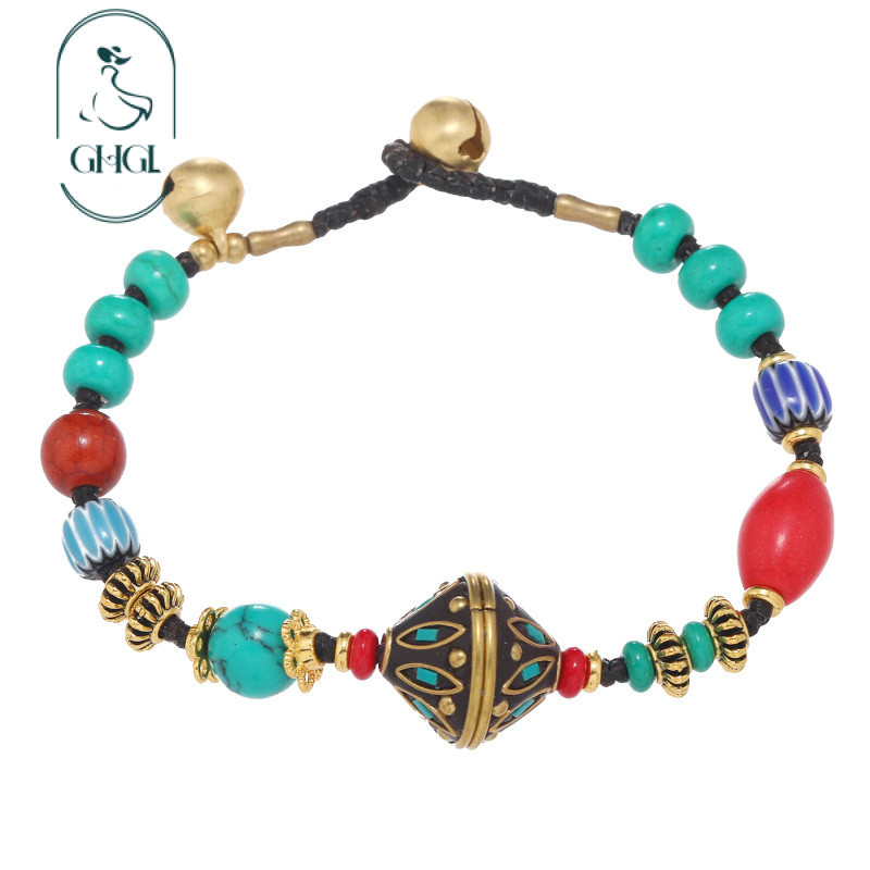 Ghgl❤️Handmade Phong Cách Tây Tạng Nepal Đính Hạt Vòng Tay Retro Kỳ Lạ Phong Cách Dân Tộc Niche Thiết Kế Vòng Tay Mới Phong Cách Trung Quốc Phụ Kiện Nữ