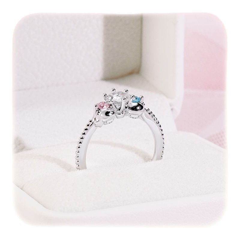 KIKILALA Moissanite Series-Gemini Nhẫn Kim Cương Đơn Nữ Hoạt Hình Dễ Thương Hàng Hóa Nhẫn