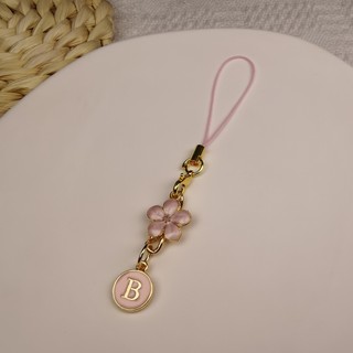 Mặt dây chuyền điện thoại di động diy Pink Cherry Blossom Letter A-Z Mặt dây chuyền Điện thoại di động Mặt dây chuyền