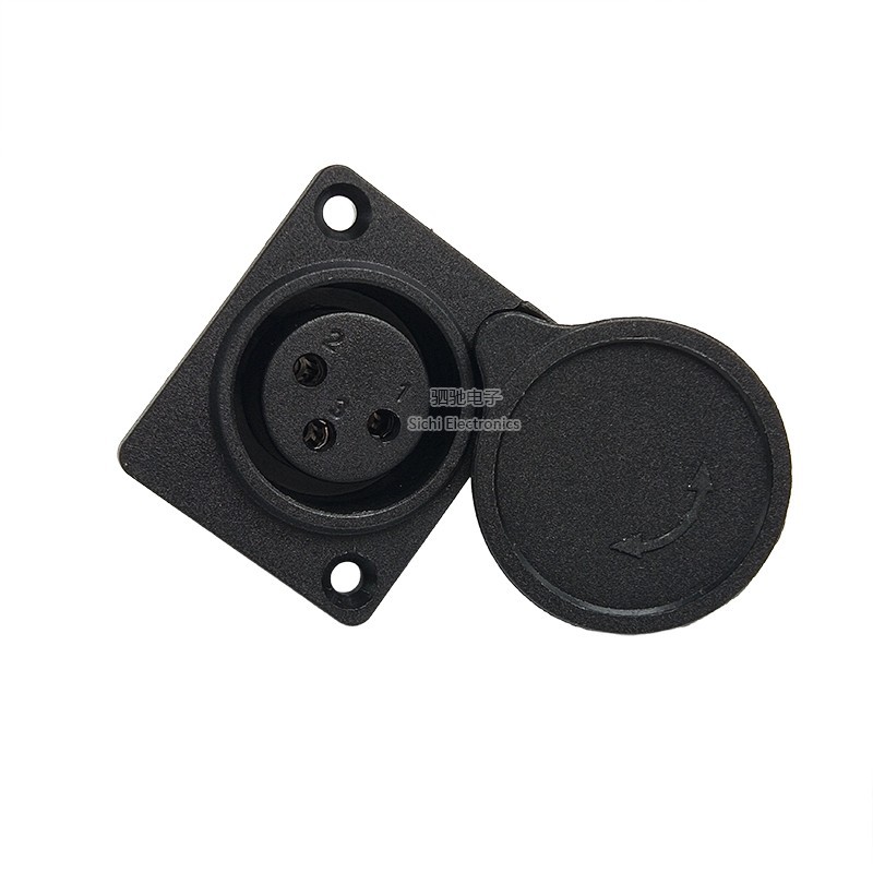 Ghế ngồi nữ XLR ba lõi Pin Lithium Ghế đầu Carbon hàng không 3P có vỏ giao diện sạc có nắp bụi