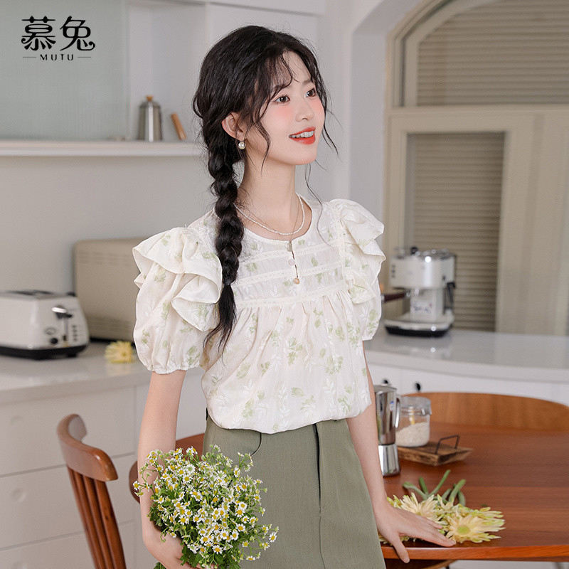 Mutu Áo Sơ Mi Phong Cách Pháp Họa Tiết Tươi Mới, Thích Hợp Cho Mùa Hè