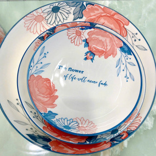 Set Đĩa Sứ Tráng Men Cao Cấp – Họa Tiết Hoa Sang Trọng Bông 48 – Trường An VN